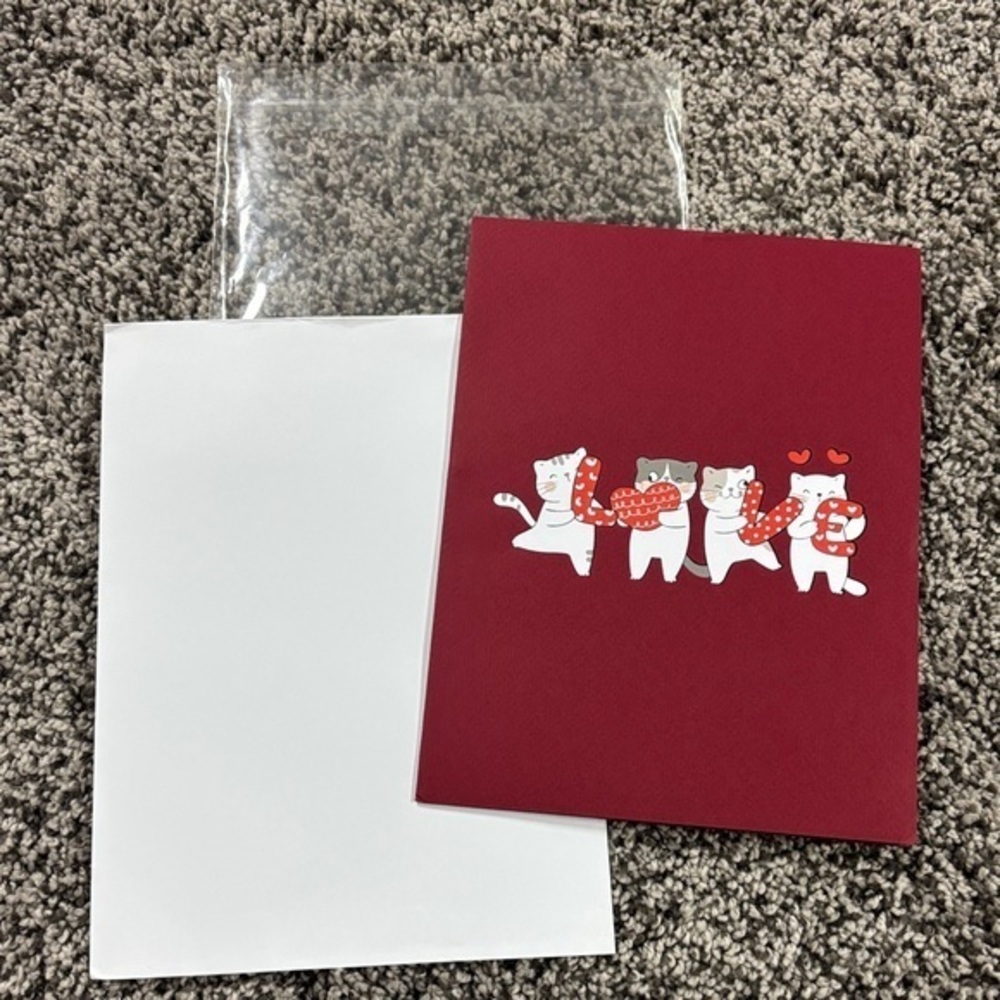 Cute Cat Love 3D Greeting Card